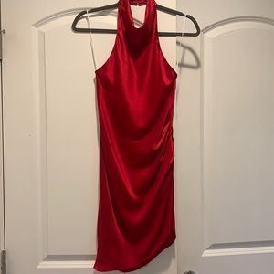 Amanda Uprichard Samba Silk Mini Dress in Red, size XS